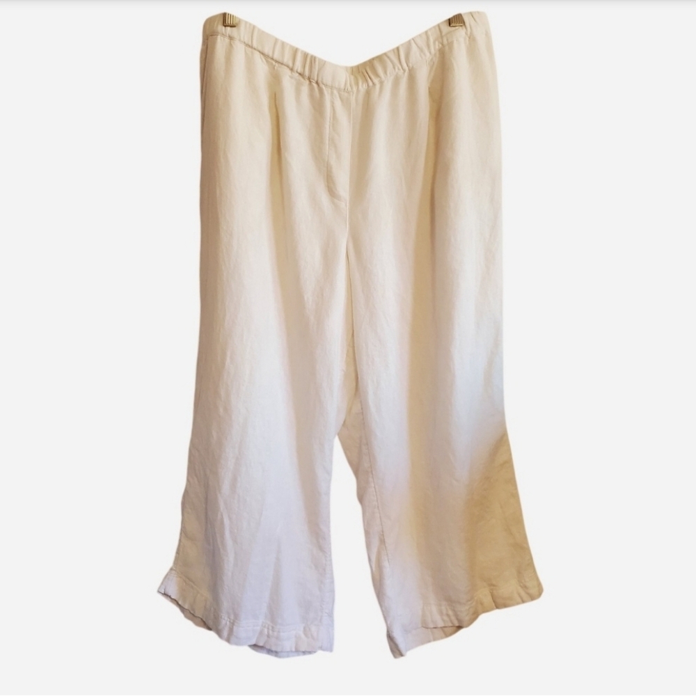PureJill J.Jill Linen Blend Elastic Waist Pull on Pants size L Coastal Vacation